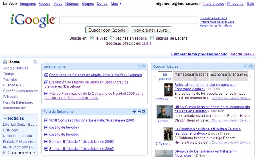 Actualidad belenista en iGoogle.