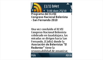 Captura de la pantalla de un teléfono móvil mostrando noticias de belenismo.net.