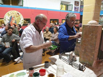 Dos imágenes del curso en la Asociación de Belenistas de Jerez