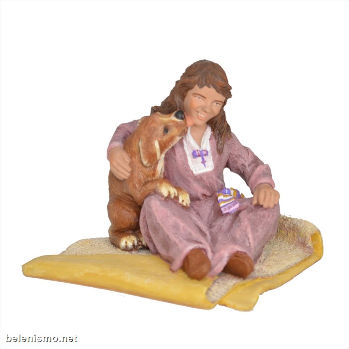 Niña nº7 sentada con perrito lamiendo la mejilla